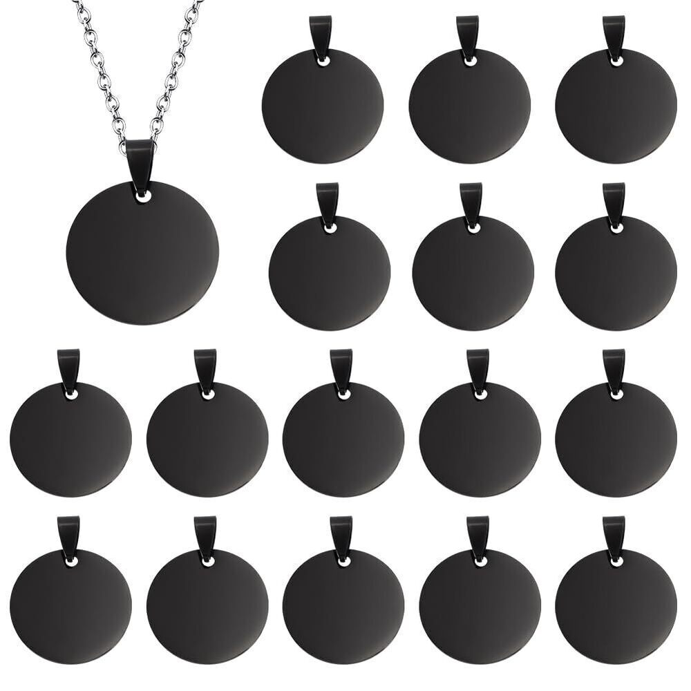4533 Stamping Blanks Black Round Metal Charms, 20 Pcs Blanks Stainless